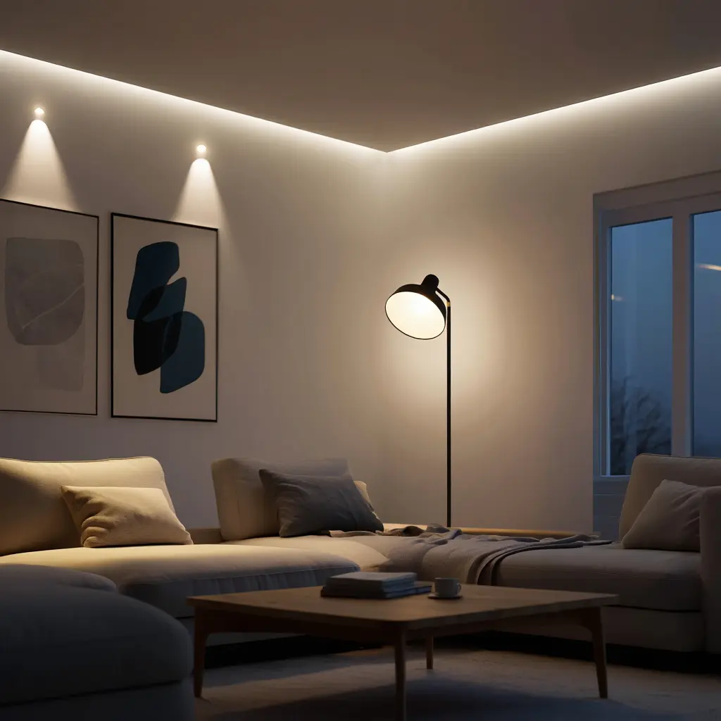 Modern LED-belysning i vardagsrum